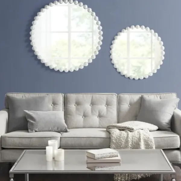 Decorative Mirrors-Kirkland's Home Marlowe White Beaded Round Wall Mirror, 27 In.