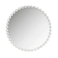 Decorative Mirrors-Kirkland's Home Marlowe White Beaded Round Wall Mirror, 36 In.