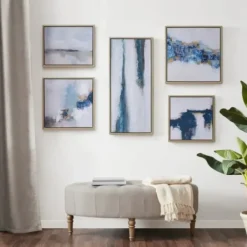 Framed Art-Kirkland's Home Martha Stewart Blue Drift 5-Pc. Framed Art Blue/White/Gold