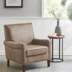 Accent Chairs-Kirkland's Home Martha Stewart Faux Leather Accent Chair Brown