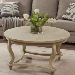 Coffee Tables-Kirkland's Home Martha Stewart Round Coffee Table Tan