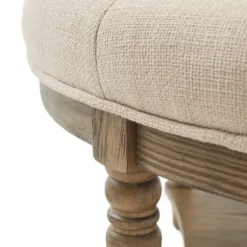 Benches & Ottomans-Kirkland's Home Martha Stewart Round Cream Ottoman With Shelf Ivory