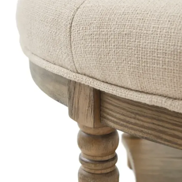 Benches & Ottomans-Kirkland's Home Martha Stewart Round Cream Ottoman With Shelf Ivory