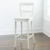 Bar Stools & Counter Height Stools-Kirkland's Home Martin Lime Wash Open Back Wood Bar Stool White