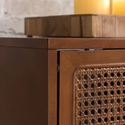 Tv Stands & Media Consoles-Kirkland's Home Martina Midcentury Woven Cane Media Cabinet Brown