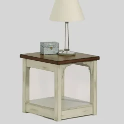 Accent & End Tables-Kirkland's Home Mary And Natural Wooden Square Accent Table White