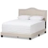 Beds & Headboards-Kirkland's Home Mary Beige Button Tufted Kind Bed Frame Ivory