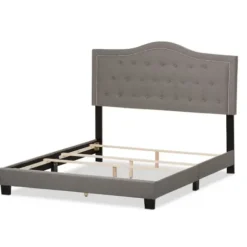 Beds & Headboards-Kirkland's Home Mary Light Button Tufted Full Bed Frame Gray