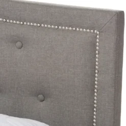 Beds & Headboards-Kirkland's Home Mary Light Button Tufted Full Bed Frame Gray