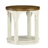 Accent & End Tables-Kirkland's Home Mary White And Natural Wooden Round Accent Table