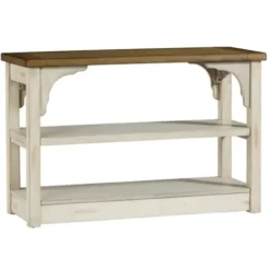 Entryway Furniture-Kirkland's Home Mary White And Natural Wooden Console Table White/Tan
