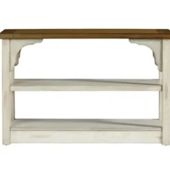 Entryway Furniture-Kirkland's Home Mary White And Natural Wooden Console Table White/Tan