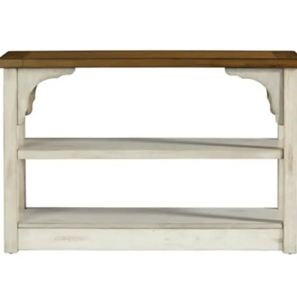 Entryway Furniture-Kirkland's Home Mary White And Natural Wooden Console Table White/Tan