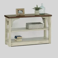 Entryway Furniture-Kirkland's Home Mary White And Natural Wooden Console Table White/Tan