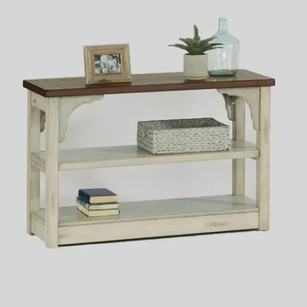 Entryway Furniture-Kirkland's Home Mary White And Natural Wooden Console Table White/Tan