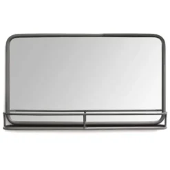 Decorative Mirrors-Kirkland's Home Mason Metal Mirror With Shelf, 24X14 In.