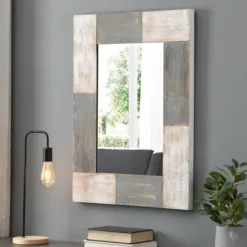 Decorative Mirrors-Kirkland's Home Mason Wood Planks Wall Mirror Gray