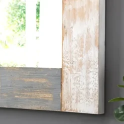 Decorative Mirrors-Kirkland's Home Mason Wood Planks Wall Mirror Gray