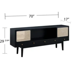 Tv Stands & Media Consoles-Kirkland's Home Matilda Midcentury Woven Cane Media Cabinet Black