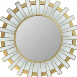 Decorative Mirrors-Kirkland's Home Matte And Clear Sunburst Wall Mirror Gold