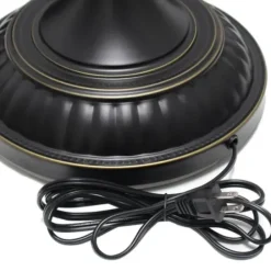 Floor Lamps-Kirkland's Home Matte Black And Amber Glass Torchiere Tan