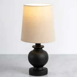Table Lamps-Kirkland's Home Matte Black Baluster Mini Table Lamp Tan