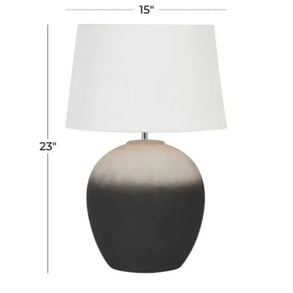 Table Lamps-Kirkland's Home Matte Black Ombre Textured Table Lamp, 23 In. White