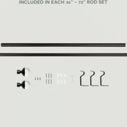 Curtain Rods & Hardware-Kirkland's Home Matte Black Rhys Cylinder Curtain Rod, 72 In.