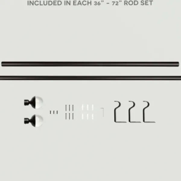 Curtain Rods & Hardware-Kirkland's Home Matte Black Rhys Cylinder Curtain Rod, 72 In.