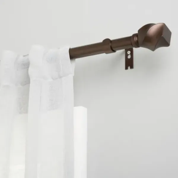 Curtain Rods & Hardware-Kirkland's Home Matte Black Stacked Cylinder Curtain Rod, 120 In.