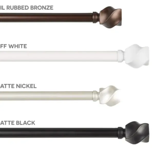 Curtain Rods & Hardware-Kirkland's Home Matte Black Stacked Cylinder Curtain Rod, 120 In.