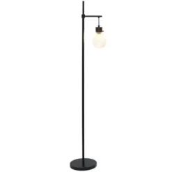 Floor Lamps-Kirkland's Home Matte Black Stephen Floor Lamp Clear