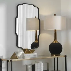 Decorative Mirrors-Kirkland's Home Matte Black Thin Linear Iron Frame Wall Mirror