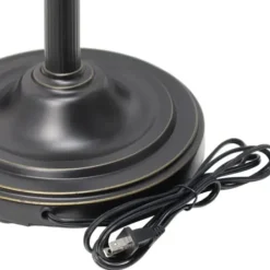 Floor Lamps-Kirkland's Home Matte Bronze And Amber Reading Arm Torchiere Tan