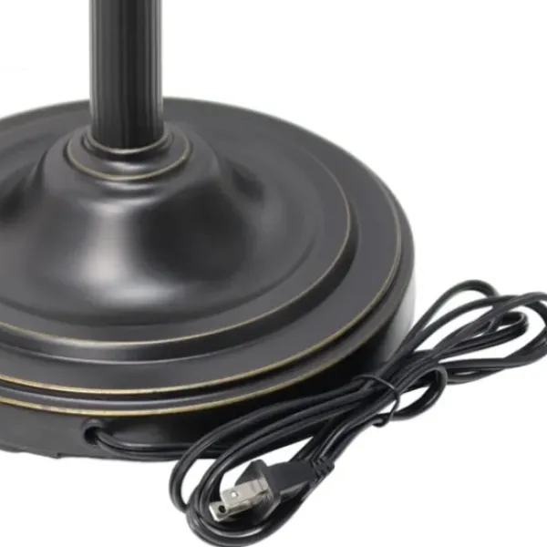 Floor Lamps-Kirkland's Home Matte Bronze And White Reading Arm Torchiere Brown