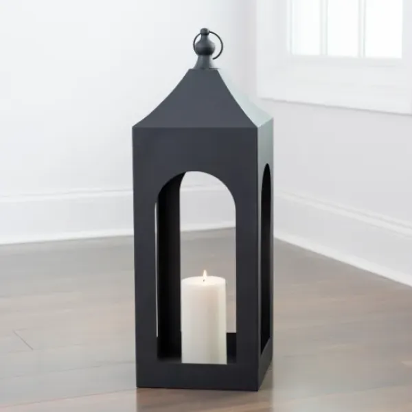 Lanterns-Kirkland's Home Matte Hampshire Metal Lantern, 30 In. Black