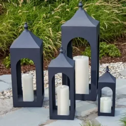 Lanterns-Kirkland's Home Matte Hampshire Metal Lantern, 30 In. Black