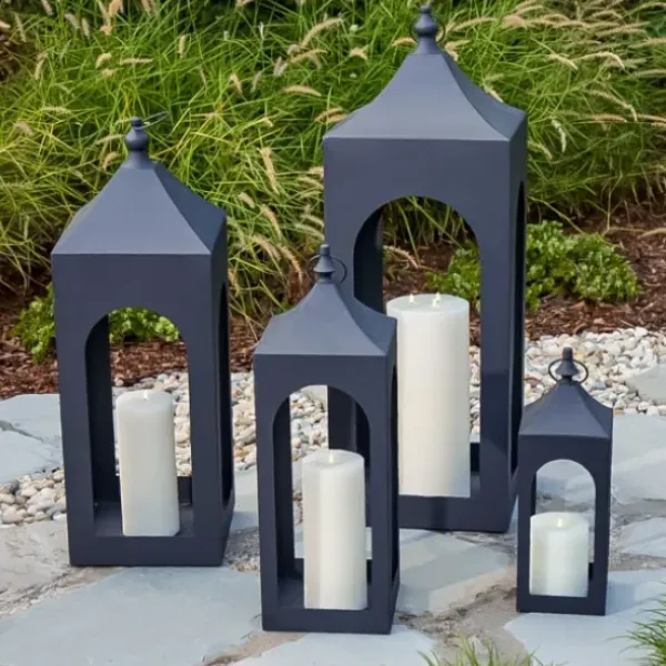 Lanterns-Kirkland's Home Matte Hampshire Metal Lantern, 30 In. Black