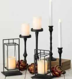 Candle Holders-Kirkland's Home Matte Iron Taper Candle Holders, Set Of 2 Black