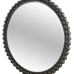 Decorative Mirrors-Kirkland's Home Matte Metal Beaded Round Mirror Black
