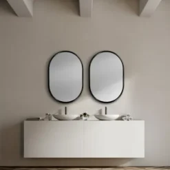 Decorative Mirrors-Kirkland's Home Matte Metal Frame Oval Wall Mirror Black