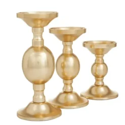 Candle Holders-Kirkland's Home Matte Metal 3-Pc. Pillar Candle Holder Set Gold