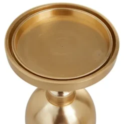 Candle Holders-Kirkland's Home Matte Metal 3-Pc. Pillar Candle Holder Set Gold