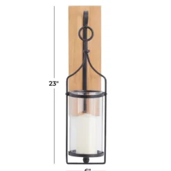 Sconces-Kirkland's Home Matte Poplar Wood Sconce Black