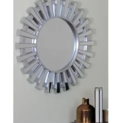 Decorative Mirrors-Kirkland's Home Matte Sunburst Wall Mirror Silver