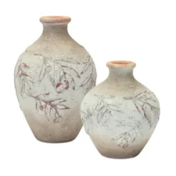 Vases-Kirkland's Home Matte Terracotta Fluted Ceramic Vase, 20 In. Red/Orange