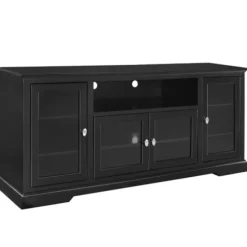 Tv Stands & Media Consoles-Kirkland's Home Matte Wood Highboy Tv Stand Black