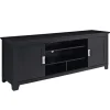 Tv Stands & Media Consoles-Kirkland's Home Matte Wood Sliding Doors Media Console Black