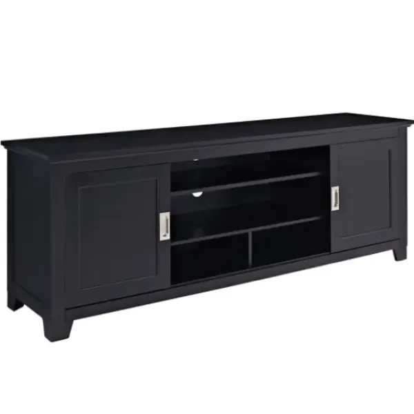Tv Stands & Media Consoles-Kirkland's Home Matte Wood Sliding Doors Media Console Black