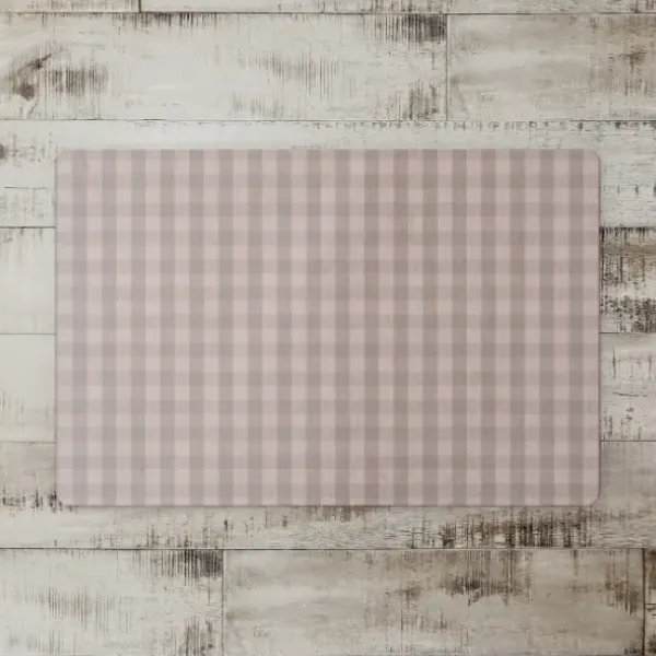 Kitchen & Floor Mats-Kirkland's Home Mauve And Gray Plaid Kitchen Mat Pink/Gray